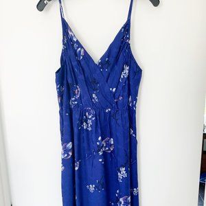 Yumi Kim Royal Blue Floral Midi Dress, Sz L